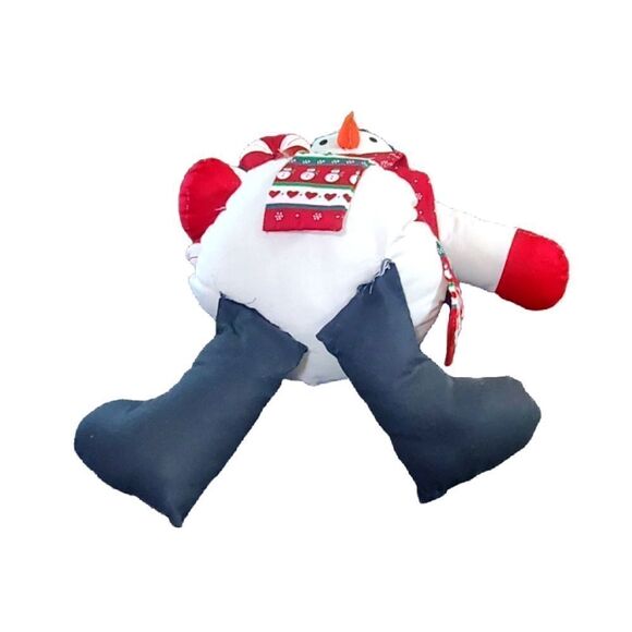 Vintage Plush Snowman Hand Made Christmas Fabric Stuffed Holiday 15" Mad… - Picture 8 of 12